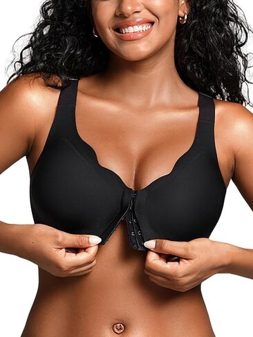 حمالات صدر بإغلاق أمامي للنساء - M-4XL - حمالة صدر جيلي لاسلكية مع خطافين وعينين بدون سلك داخلي بدون خياطة in Kuwait