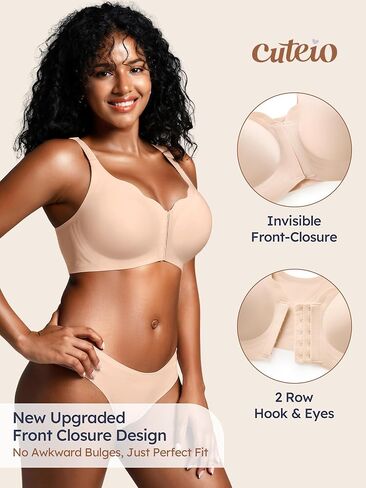 حمالات صدر بإغلاق أمامي للنساء - M-4XL - حمالة صدر جيلي لاسلكية مع خطافين وعينين بدون سلك داخلي بدون خياطة in Kuwait