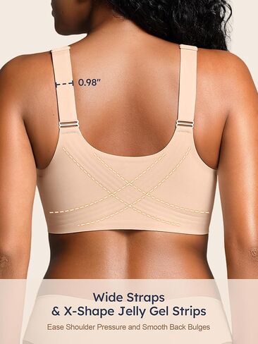 حمالات صدر بإغلاق أمامي للنساء - M-4XL - حمالة صدر جيلي لاسلكية مع خطافين وعينين بدون سلك داخلي بدون خياطة in Kuwait