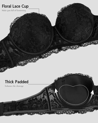 Strapless Bra Push Up Lace Padded Convertible Multiway Underwire Bras Add 1 Cup in Saudi Arabia