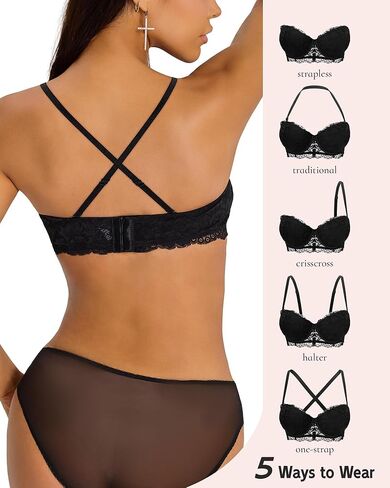 Strapless Bra Push Up Lace Padded Convertible Multiway Underwire Bras Add 1 Cup in Saudi Arabia