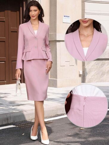 Allegra K 2 Piece Skirt Suit Sets for Women's Business Formal Long Sleeve Blazer and Pencil Skirt Work Office Set in Saudi Arabia