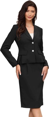 Allegra K 2 Piece Skirt Suit Sets for Women's Business Formal Long Sleeve Blazer and Pencil Skirt Work Office Set in Saudi Arabia