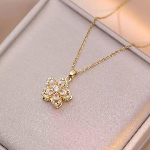 14K Gold Plated Pendant Necklace for Women - Dainty Adjustable Chain, Trendy Jewelry Gift for Family and Friends in Saudi Arabia