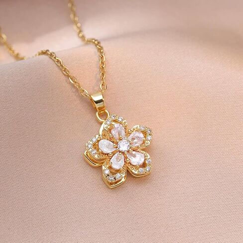 14K Gold Plated Pendant Necklace for Women - Dainty Adjustable Chain, Trendy Jewelry Gift for Family and Friends in Saudi Arabia
