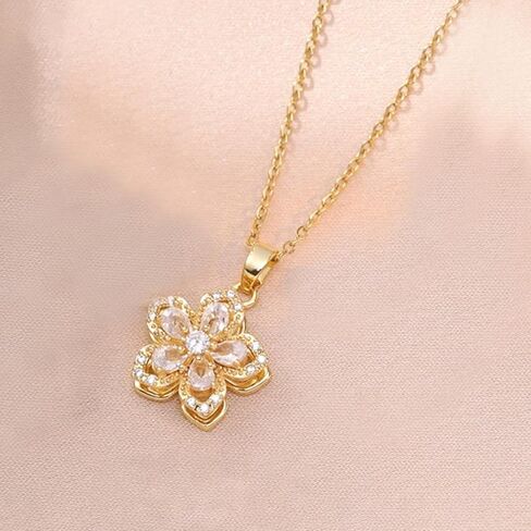 14K Gold Plated Pendant Necklace for Women - Dainty Adjustable Chain, Trendy Jewelry Gift for Family and Friends in Saudi Arabia