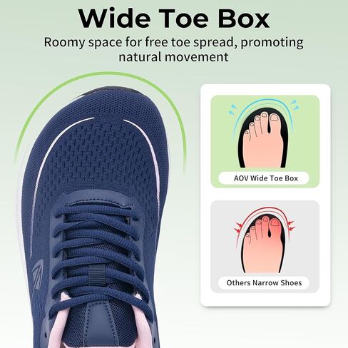 AOV Wide Toe Box Running Shoes Women Arch Support Walking Sneakers for Plantar Fasciitis Athletic Tennis Orthotic Shoes for Workout Gym Black Size 8 in Saudi Arabia