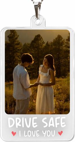 My4gifts Personalized Photo Keychain or Car Hanging Ornament, Custom Text Acrylic Couple Keepsake in Kuwait