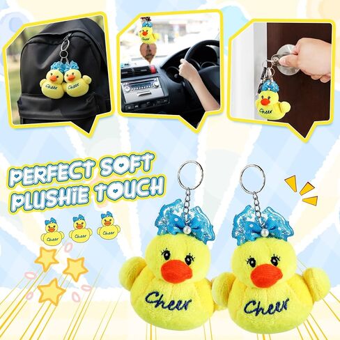 Soulchen 16 Pcs Plush Cheer Ducks with Blue Color Bows Cheerleader Duck Keychain Bulk Cheerleading Inspirational Gifts for Cheerleader Competition Team Favors in Saudi Arabia