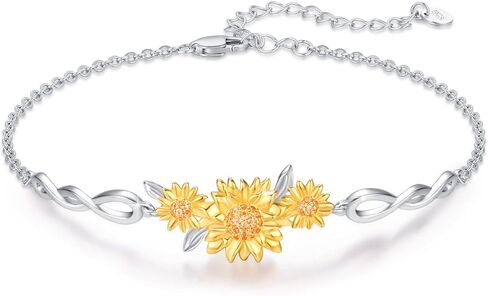 Cuoka Sunflower Bracelet 925 Sterling Silver You Are My Sunshine Sunflower Bracelets Mom Friends Birthday Anniversary Valentine's Day Christmas for Women Gifts in Kuwait