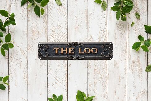 علامة معدنية عتيقة من Tin The Loo لتزيين الحمام - لوحة فنية جدارية مضحكة للحمام مقاس 4 × 16 بوصة in Kuwait