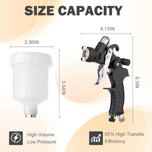 Mini88 HVLP Gravity Spray Gun, 1.0/1.2mm Nozzles Paint Gun with 250ml and 125ml Paint Cup, Professional Automotive Panit Spray Gun in Saudi Arabia