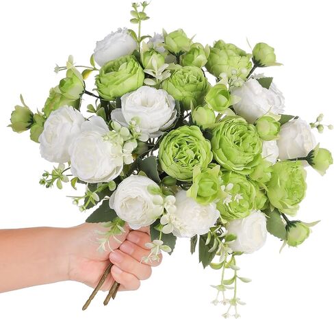 Floweroyal 2 عناقيد الفاوانيا الزهور الاصطناعية الزهور البيضاء الفاوانيا الحريرية باقات لحفلات الزفاف الجدول المركزية ترتيب الزهور ديكور المنزل المطبخ in Kuwait