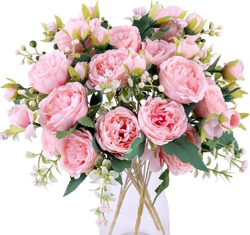 Floweroyal 2 عناقيد الفاوانيا الزهور الاصطناعية الزهور البيضاء الفاوانيا الحريرية باقات لحفلات الزفاف الجدول المركزية ترتيب الزهور ديكور المنزل المطبخ in Kuwait