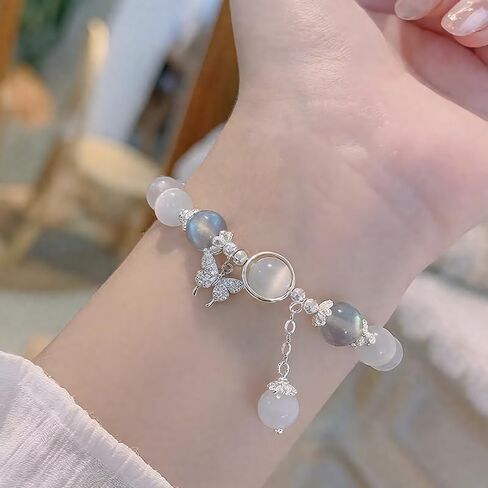 Crystal Bracelets, Bracelet Beaded Stretch, 8mm Stone Bracelets Jewelry Gifts for Women, with Butterfly Decoration in Saudi Arabia