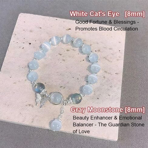 Crystal Bracelets, Bracelet Beaded Stretch, 8mm Stone Bracelets Jewelry Gifts for Women, with Butterfly Decoration in Saudi Arabia