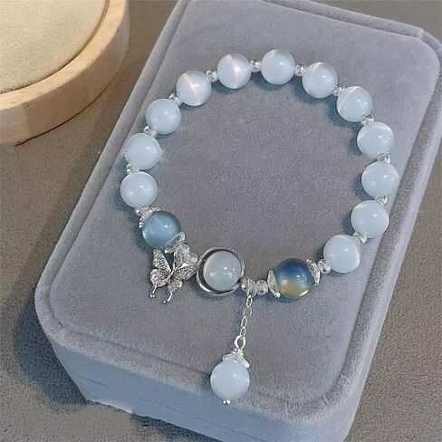 Crystal Bracelets, Bracelet Beaded Stretch, 8mm Stone Bracelets Jewelry Gifts for Women, with Butterfly Decoration in Saudi Arabia