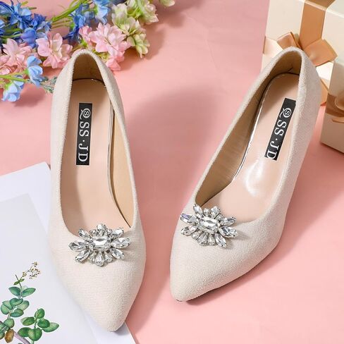 4 Pcs Rhinestone Shoe Clips for Women Dress Shoes, Bridal Shoe Decoration Charms, Decorative Shoes Jewelry, Flats & Dress Rhinestones Sparkling Accessories with Rhinestone Embellishments in Saudi Arabia