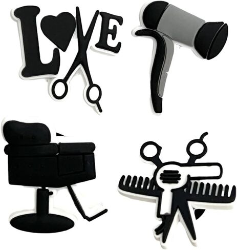 Barber Hair Dresser Salon Shoe Charm Set PVC Shoe Charm Decorations in Saudi Arabia