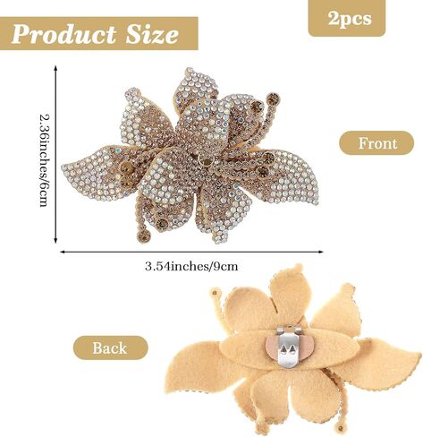 Bremorou 2 Pcs Gold Rhinestone Shoe Clips Metal Back Buckle Shoe Decoration Clips For Women Dress Shoes Detachable Shoes Jewelry Clip For Bridal Wedding Party Heels Sandals Flats Accessories in Saudi Arabia