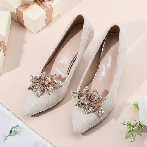 Bremorou 2 Pcs Gold Rhinestone Shoe Clips Metal Back Buckle Shoe Decoration Clips For Women Dress Shoes Detachable Shoes Jewelry Clip For Bridal Wedding Party Heels Sandals Flats Accessories in Saudi Arabia