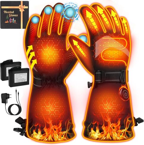 Heated Gloves for Men Women Rechargeable Battery Electric Gloves Waterproof & Double Windproof Winter Gloves for Camping Fishing Ski Hunting Riding Motorcycle Outdoor BK M in Saudi Arabia