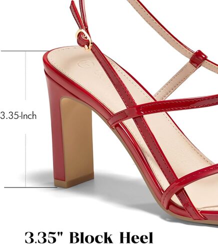 Coutgo Womens Strappy Sandals Square Open Toe Chunky High Heels Ankle Strap Wedding Party Dress Shoes in Saudi Arabia