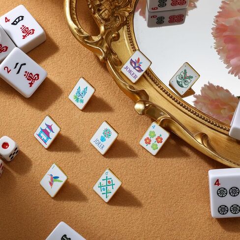 Norme 8 Pcs Mini Mahjong Enamel Pins Set Gold Enamel Brooch Pins Bird Joker Flower Designs for Women Men Jackets Hat Lapel Pin Jewelry, Mahjong Accessories, Gifts, and Prizes in Saudi Arabia