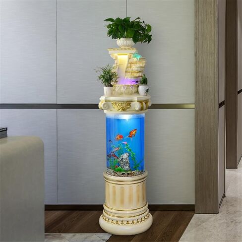 Decor Garden Aquarium, Living Room Circulation Water Waterfall Fountain, Creative Home Large Floor Decoration Landscape for Entryway(S) in Saudi Arabia