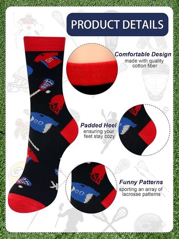Suhine 6 Pair Lacrosse Socks for Men Gifts Lacrosse Ball Men's Christmas Novelty Socks Colorful Funny Stockings in Saudi Arabia