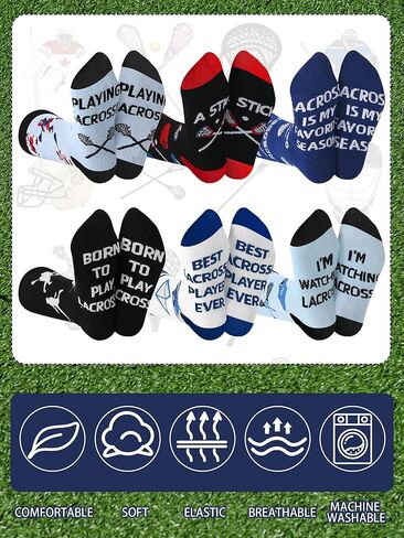 Suhine 6 Pair Lacrosse Socks for Men Gifts Lacrosse Ball Men's Christmas Novelty Socks Colorful Funny Stockings in Saudi Arabia