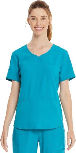 Womens Sweetheart V-Neck Scrub Top Soft Stretch Nursing Uniform with 3 Pockets Womens Medical Scrubs for Women in Saudi Arabia