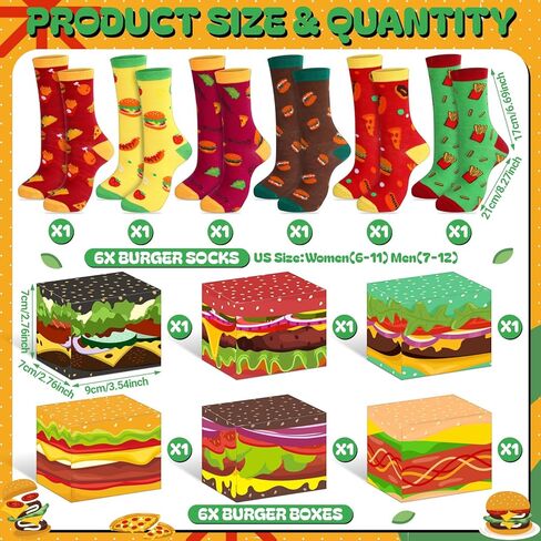 6 Pairs Food Socks for Men Hamburger Socks in a Burger Box for Novelty Christmas Stocking Stuffers Holiday Gifts in Saudi Arabia