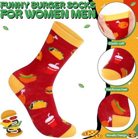 6 Pairs Food Socks for Men Hamburger Socks in a Burger Box for Novelty Christmas Stocking Stuffers Holiday Gifts in Saudi Arabia
