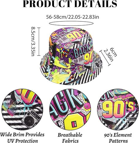 YAMEIZE Retro 90s Bucket Hat for Men Women Fashion 90s Outfits Rave Sun Cap Packable Fisherman Bucket Hat Outdoor in Saudi Arabia