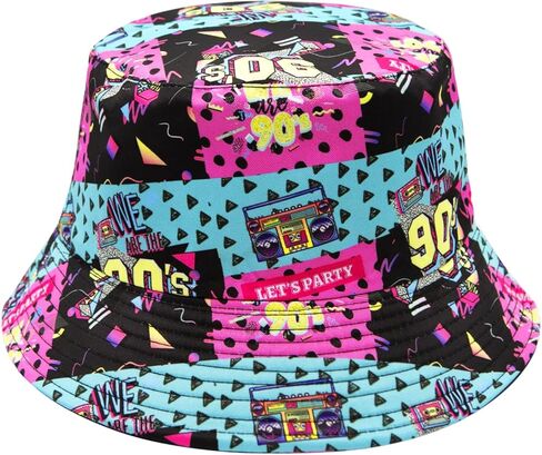 YAMEIZE Retro 90s Bucket Hat for Men Women Fashion 90s Outfits Rave Sun Cap Packable Fisherman Bucket Hat Outdoor in Saudi Arabia