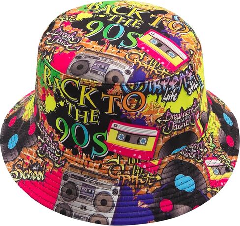 YAMEIZE Retro 90s Bucket Hat for Men Women Fashion 90s Outfits Rave Sun Cap Packable Fisherman Bucket Hat Outdoor in Saudi Arabia