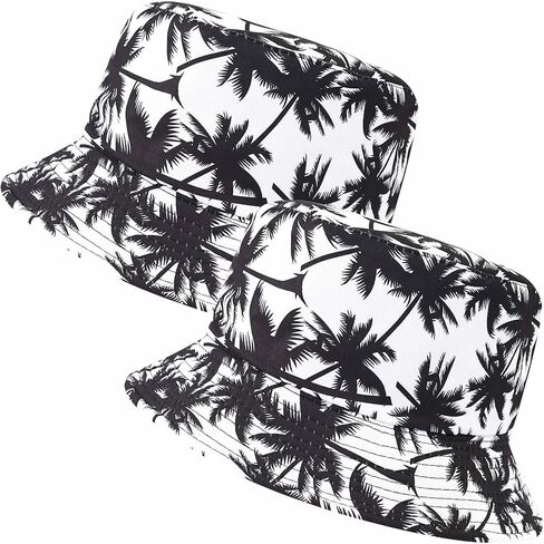 قطعتان من قبعات دلو نخيل جوز الهند للنساء والرجال للحماية من الشمس بحافة واسعة قبعات الشاطئ الصيفية قبعة دائرية للصيادين in Kuwait