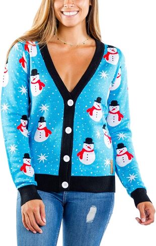 Tipsy Elves Classic Cute Cardigan Ugly Christmas Sweaters for Women with Fun Patterns and Animals - Women's Colorful Black Deck The Disco Balls Christmas Cardigan Size Medium in Kuwait
