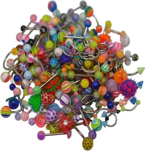 Luxe Modz 200 PCS Mega Pack Body Piercing Barbells Acrylic and Surgical Steel Lot 14 and 16 Gauge Randomly Chosen Assorted Styles in Saudi Arabia