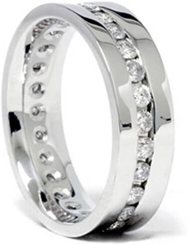 P3 POMPEII3 Mens 1 1/4ct Real Diamond Channel Set Eternity Ring Wedding Band Anniversary in Saudi Arabia