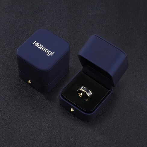 Black Tungsten Rings for Men - Rhombus Hammered Finish with Gold Edge, Comfort Fit, Hypoallergenic Wedding Bands in Saudi Arabia