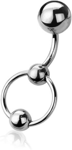 14GA ASTM F-136 Implant Grade Titanium Faux Captive Bead Hoop End VCH Piercing Curved Barbell in Saudi Arabia