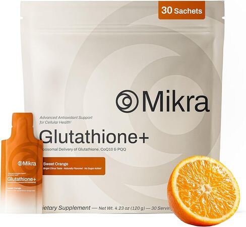 Mikra Glutathione+ Liposomal Antioxidant Supplement with CoQ10 & PQQ - Advanced Cellular Support for Energy, Focus & Immune Health Support - Liquid Glutathione Supplement - 30 Single-dose Vials in Saudi Arabia