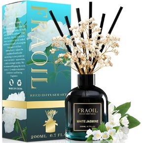 White Jasmine Reed Diffuser, Reed Diffuser Set 6.7 fl oz (200 ml) with 6 Reed Sticks, Home Fragrance Reed Diffuser for Bathroom Shelf House Bedroom Office Decor in Saudi Arabia