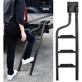 42" Aluminum Rotatable Universal Pickup Truck Tailgate Ladder with Handle, Foldable Heavy Durty Truck Ladder Folding Tailgate Step with Handrail for F150/Ram 1500 Accessories in Saudi Arabia