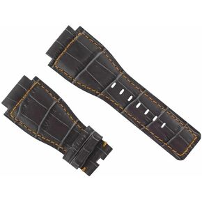Ewatchparts 24mm Leather Watch Band Strap Compatible With Bell & Ross BR-01-03 Watch Gray With Orange Stitching in Saudi Arabia