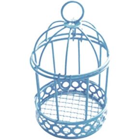 الأزرق مصغرة الأسلاك المعدنية قفص الطيور Tealight شمعة حامل شنقا قفص العصافير فانوس الزفاف الحلوى حزب صالح مربع لطاولة الزفاف المنزل DIY ديكور، ديكورات in Kuwait