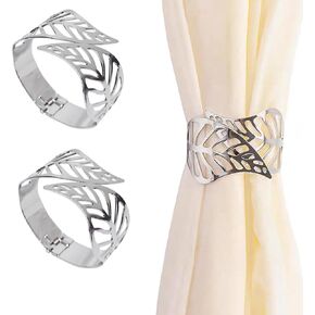 2 Pcs Hollow Leaf Curtain Tie Backs Silver Curtain Holdbacks for Drapes Decorative Versatile Spring Design Clip Chic Metal Acceessories Window Treatment for Home Office in Kuwait