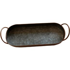 Vintage Wrought Iron Bread Tray with Handles Oval Metal Serving Tray for Home Kitchen Pastry Display in Kuwait